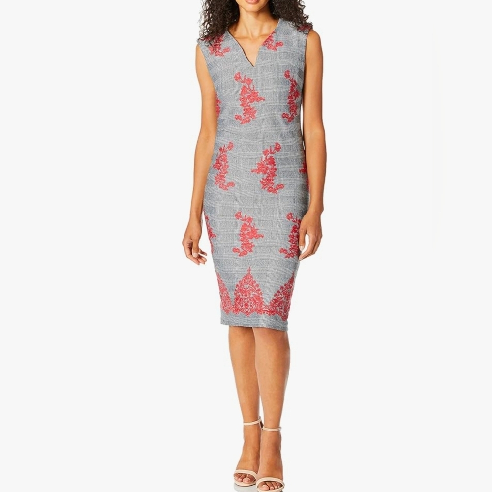 🌹NWT ECI New York Sleeveless Houndstooth and Floral Dress size 10